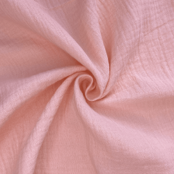 Ткань Муслин Жатый, цвет Нежно-Розовый (на отрез)  в Новошахтинске