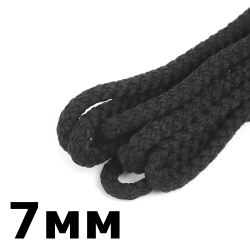 Шнур с сердечником 7мм,  Чёрный (плетено-вязанный, плотный)  в Новошахтинске